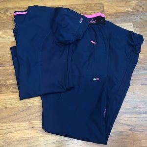 Koi Lite Slim Fit Navy Blue Scrub Top and Pants